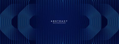 Soyut Koyu Deniz Kuvvetleri Mavi Dalga çemberleri Teknoloji Arkaplanı 'nı çiziyor. Broşür, kapak, poster, pankart, web sitesi, başlık için parlak geometrik şekilli ve köşegen çizgileri olan modern gradyan