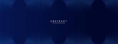 Soyut Koyu Deniz Kuvvetleri Mavi Dalga çemberleri Teknoloji Arkaplanı 'nı çiziyor. Broşür, kapak, poster, pankart, web sitesi, başlık için parlak geometrik şekilli ve köşegen çizgileri olan modern gradyan