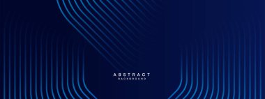 Soyut Koyu Deniz Kuvvetleri Mavi Dalga çemberleri Teknoloji Arkaplanı 'nı çiziyor. Broşür, kapak, poster, pankart, web sitesi, başlık için parlak geometrik şekilli ve köşegen çizgileri olan modern gradyan