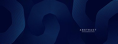 Soyut Koyu Deniz Kuvvetleri Mavi Dalga çemberleri Teknoloji Arkaplanı 'nı çiziyor. Broşür, kapak, poster, pankart, web sitesi, başlık için parlak geometrik şekilli ve köşegen çizgileri olan modern gradyan