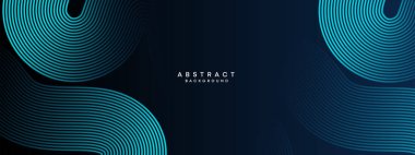 Soyut Koyu Deniz Kuvvetleri Mavi Dalga çemberleri Teknoloji Arkaplanı 'nı çiziyor. Broşür, kapak, poster, afiş, web sitesi, başlık için parlak çizgileri, parlak geometrik şekli ve köşegen olan modern Mavi gradyan