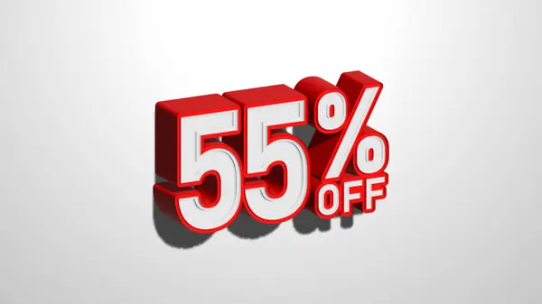 55 percent off discount promotion sale web banner. 55% percent off 3D illustration on white background