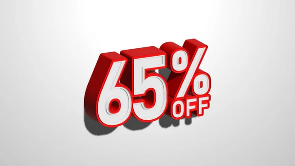 65 percent off discount promotion sale web banner. 65% percent off 3D illustration on white background