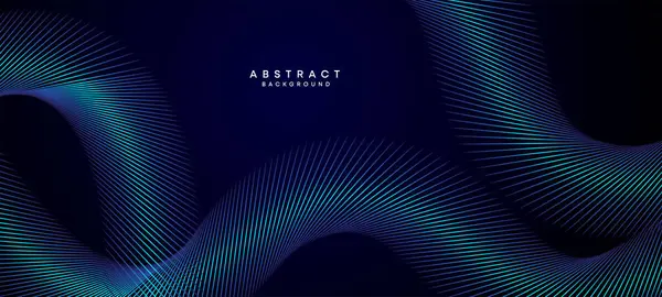 Soyut Koyu Mavi Dalga çemberleri Teknoloji Arkaplanı 'nı çiziyor. Broşür, kapak, poster, afiş, web sitesi, başlık için parlak çizgileri, parlak geometrik şekli ve köşegenli modern Navy Blue gradyanı