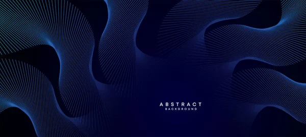 Soyut Koyu Mavi Dalga çemberleri Teknoloji Arkaplanı 'nı çiziyor. Broşür, kapak, poster, afiş, web sitesi, başlık için parlak çizgileri, parlak geometrik şekli ve köşegenli modern Navy Blue gradyanı