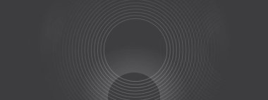 Siyah daireler çizen soyut dalgalar teknolojinin beyaz arka planını çiziyor. Parlak çizgiler parlak geometrik şekil ve teknoloji konsepti, broşür, kapak, poster, afiş, web sitesi, başlık