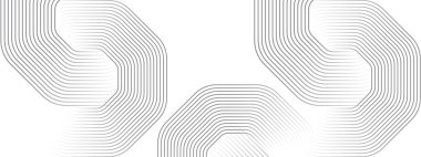 Soyut dalgalanan siyah daireler akan çizgiler teknolojinin beyaz arka planı. Parlak çizgiler parlak geometrik şekil ve teknoloji konsepti, broşür, kapak, poster, afiş, web sitesi, başlık