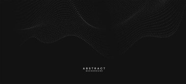 Soyut siyah, beyaz gradyan dalgalanan nokta parçacık geometrik teknoloji arka planı. Dijital Gelecekçi Ördek Gri Gradyan Noktalı Dalgası. Bilim için kavram, müzik kapağı, web sitesi, başlık