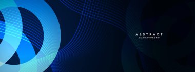 Soyut, koyu lacivert web pankartı. Koyu mavi ışık iş afişi tasarım arka planı. Çapraz geometrik desen çember ve poster, kapak, sunum, uçucu veya başlık için kare şekil