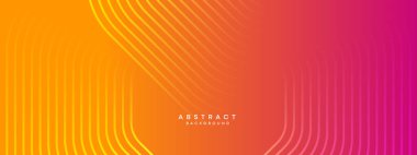 Soyut turuncu, pembe eğimli çember çizgileri Teknoloji web afişi arka planı. Modern sarı, parlak çizgileri olan mor gradyan ve broşür, kapak, başlık için parlak geometrik diyagonal şekil