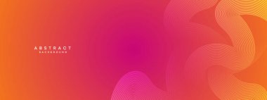 Soyut turuncu, pembe eğimli çember çizgileri Teknoloji web afişi arka planı. Modern sarı, parlak çizgileri olan mor gradyan ve broşür, kapak, başlık için parlak geometrik diyagonal şekil