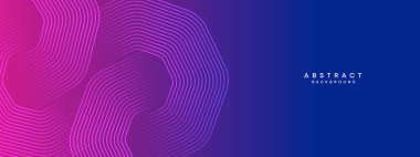 Mavi, mor eğimli soyut dalga daireleri Teknoloji web afişi arkaplanı. Modern morumsu, parlak çizgileri olan pembe gradyan ve broşür, kapak, başlık için parlak geometrik diyagonal şekil.