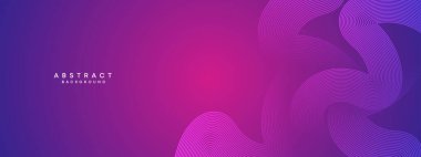 Mavi, mor eğimli soyut dalga daireleri Teknoloji web afişi arkaplanı. Modern morumsu, parlak çizgileri olan pembe gradyan ve broşür, kapak, başlık için parlak geometrik diyagonal şekil.