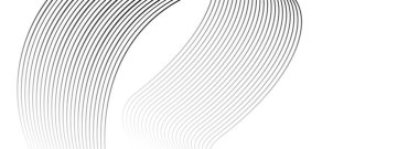 Parlak geometrik daire çizgileri olan siyah soyut afiş arkaplanı. Modern koyu gri eğimli parlak çizgiler ve fütürist teknoloji web sayfası broşür, kapak, poster, başlık