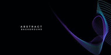 Soyut veri görselleştirme, geometrik koyu mavi, turuncu, yeşil dalga çizgileri teknoloji arka planı. Mor, lacivert, kırmızı eğimli fütürik geometrik parlak dalga desenli afiş arkaplanı