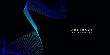 Soyut veri görselleştirme, geometrik koyu mavi, turuncu, yeşil dalga çizgileri teknoloji arka planı. Mor, lacivert, kırmızı eğimli fütürik geometrik parlak dalga desenli afiş arkaplanı