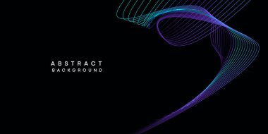 Soyut veri görselleştirme, geometrik koyu mavi, turuncu, yeşil dalga çizgileri teknoloji arka planı. Mor, lacivert, kırmızı eğimli fütürik geometrik parlak dalga desenli afiş arkaplanı