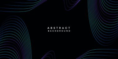 Soyut veri görselleştirme, geometrik koyu mavi, turuncu, yeşil dalga çizgileri teknoloji arka planı. Mor, lacivert, kırmızı eğimli fütürik geometrik parlak dalga desenli afiş arkaplanı