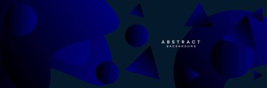 Koyu mavi, siyah soyut teknolojik modern geometrik afiş arkaplanı. Koyu lacivert gradyan web başlığı, kurumsal, ticari, parti, seminer, şenlik arka planı için promosyon afişi tasarımı