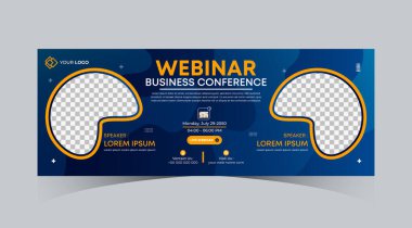 İnternet kursu afişi ve sosyal medya kapak şablonu tasarımı giyin. Webinar pazarlaması için çizgili çizgi biçimli koyu lacivert, yeşil, turuncu renk, çevrimiçi sınıf pankartı