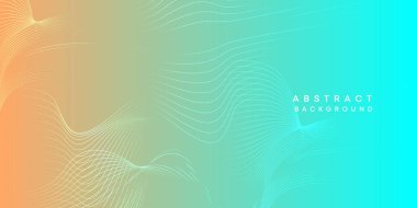 Soyut turuncu gökyüzü mavi gelecek teknolojisi geometrik akış çizgisi arkaplanı. Teal, Ocean, kırmızı gradyan düz dalga çizgileri örtü, broşür, başlık, poster, web sayfası