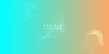 Soyut turuncu gökyüzü mavi gelecek teknolojisi geometrik akış çizgisi arkaplanı. Teal, Ocean, kırmızı gradyan düz dalga çizgileri örtü, broşür, başlık, poster, web sayfası