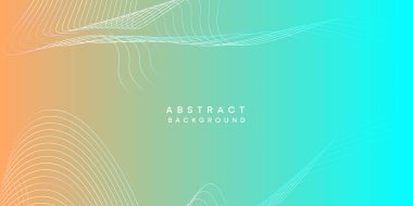 Soyut turuncu gökyüzü mavi gelecek teknolojisi geometrik akış çizgisi arkaplanı. Teal, Ocean, kırmızı gradyan düz dalga çizgileri örtü, broşür, başlık, poster, web sayfası
