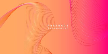 Soyut turuncu, pembe, sarı dijital gelecek teknolojisi geometrik akış çizgisi arka planı. Kırmızı, turuncu, mor gradyan düz dalga çizgileri örtü, broşür, başlık, web sayfası