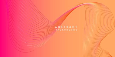 Soyut turuncu, pembe, sarı dijital gelecek teknolojisi geometrik akış çizgisi arka planı. Kırmızı, turuncu, mor gradyan düz dalga çizgileri örtü, broşür, başlık, web sayfası