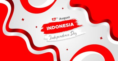 Arkaplanda Kızıl ve Beyaz Bayrak olan Endonezya Bağımsızlık Günü Web Afişi. 17 Ağustos Endonezya Mutlu Bağımsızlık Günü Sosyal Medya Posta ve Kapak Afişi, El ilanı, Davetiye kartı, Broşür, Poster