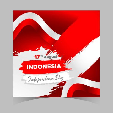 Arkaplanda Kızıl ve Beyaz Bayrak olan Endonezya Bağımsızlık Günü Web Afişi. 17 Ağustos Endonezya Mutlu Bağımsızlık Günü Sosyal Medya Posta ve Kapak Afişi, El ilanı, Davetiye kartı, Broşür, Poster
