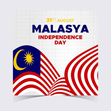 Malezya Bağımsızlık Günü Web Afişi ve Arkaplan. 31 Ağustos Malezya Ulusal Bayrağını Poster, Reklam Posteri, Kapak, Kart, Broşür, Başlık İçin Malezya Bayrak Şablonu ile Kutlayın