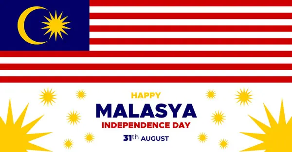 stock vector Malaysia Independence Day Web Banner and Background. Happy 31st August Malaysia National Day Celebration Banner With Malaysian Flag Template for Poster, Advertising Post, cover, Card, flyer, header