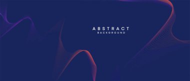 Soyut koyu mavi, mor geometrik dijital gelecek teknolojisi akış çizgisi arkaplanı. Sarı-yeşil-lacivert-lacivert dalga çizgileri örtü, başlık, poster, slayt