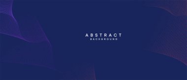 Soyut koyu mavi, mor geometrik dijital gelecek teknolojisi akış çizgisi arkaplanı. Sarı-yeşil-lacivert-lacivert dalga çizgileri örtü, başlık, poster, slayt