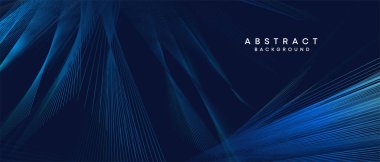 Soyut koyu mavi, mor geometrik dijital gelecek teknolojisi akış çizgisi arkaplanı. Sarı-yeşil-lacivert-lacivert dalga çizgileri örtü, başlık, poster, slayt