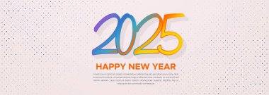 2025 Mutlu Yıllar Web Afişi Tasarımı. Mutlu yıllar Lüks Dilekler Clipart Selamlama Arkaplan Şablonu. Dilek Kartı, Broşür, Kapak, Poster ve Başlık İçin Mutlu Yıllar 2025 Renkli Arkaplan