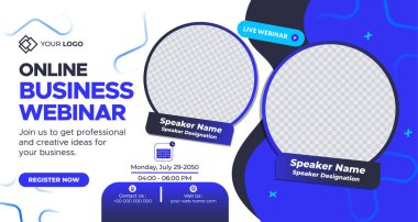 Online Live Corporate Business Webinar Web Afişi. Yıllık İş Daveti Konferansı Şablonu. Canlı Webinar Öğrenme, Kurs Duyurusu Posteri Sosyal Medya Postası ve Sancak Tasarımı