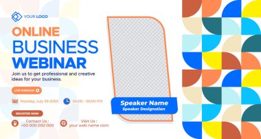 Online Live Corporate Business Webinar Web Afişi. Yıllık İş Daveti Konferansı Şablonu. Canlı Webinar Öğrenme, Kurs Duyurusu Posteri Sosyal Medya Postası ve Sancak Tasarımı