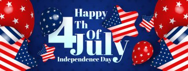 4 Temmuz ABD Web Afişi. 4 Temmuz Arkaplanı. Amerikan Balonları ve Yıldız Bayrağıyla 4 Temmuz Bağımsızlık Günü Kutlaması. ABD 4 Temmuz Reklam Şablonu