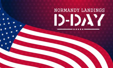 D-Day poster tasarımında promosyon veya eğitim amaçlı kullanım için ideal keskin bayrak çizgileri ve kalın metin kullanılarak soyut ve modern bir bakış açısı.