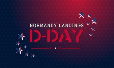 Amerikan bayrağı dalgalarıyla kırmızı ve siyah tonlarda güçlü ve etkili bir D-Day haracı yaratmak için kalın bir kontrast..