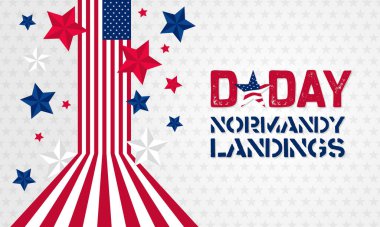 Normandiya Çıkarması 'na temiz ve modern bir yaklaşım basit tipografi ve asgari bayrak unsurları kullanılarak övgü tasarımı.