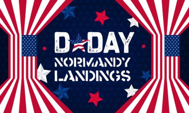 Kırmızı zemin üzerinde yükselen parlak yıldızlar özgürlük ve cesareti simgeleyen cesur, canlandırıcı bir D-Day posteri oluşturur..