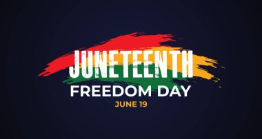 Juneteenth 'in tarihi ve mirasına odaklanan, eğitmek ve ilham vermek için geleneksel semboller ve renkler içeren bir poster tasarımı..