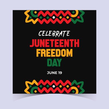 Özgürlük Günü 'nü Haziran renkleri ve cesur görsel kimliklerle kutlayan güçlü bir poster..