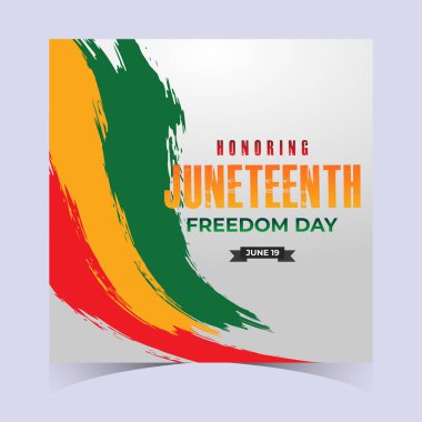 Afro-Amerikan özgürlüğünü onurlandırmak için Haziran bayrağı unsurları ve sembolik renkleri içeren modern soyut tasarım.