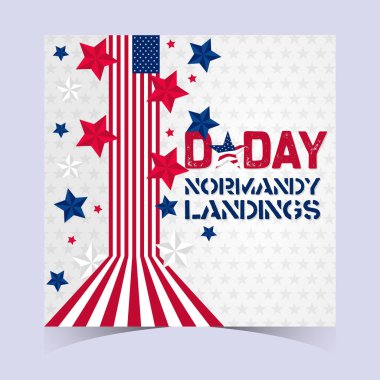 Normandiya çıkartmalarını onurlandıran Amerikan bayrak çizgileriyle yaratıcı yıldız patlaması düzeni.