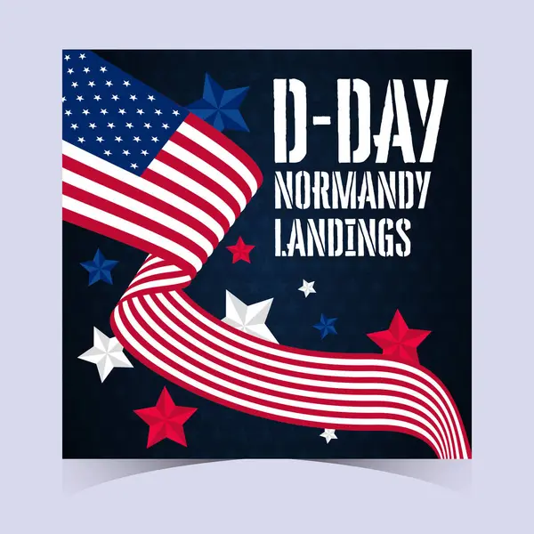 Dalgalı bir afişe karşı cesur bir tipografi sergilendi ve Amerikan bayrağı Normandiya kahramanlarının anısına dinamik bir D-Day tasarımı yarattı..