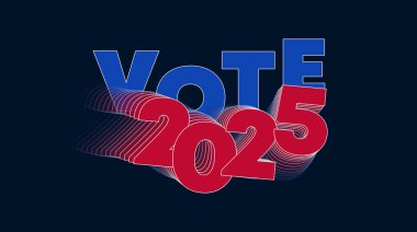 Yüksek enerji 3D stili VOTE 2025 grafik hareket bulanıklığı efektleri, dinamik dijital kampanya materyalleri için ideal.